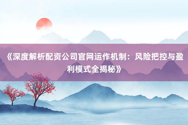 《深度解析配资公司官网运作机制：风险把控与盈利模式全揭秘》