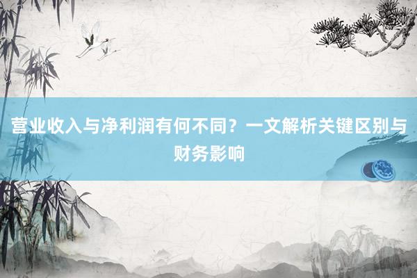 营业收入与净利润有何不同？一文解析关键区别与财务影响